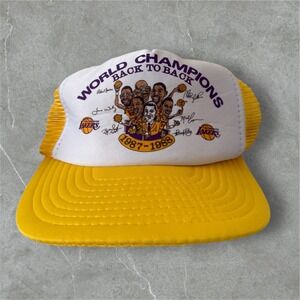 VTG Los Angeles Lakers 1987 1988 World‎ Champions Back To Back Trucker Hat